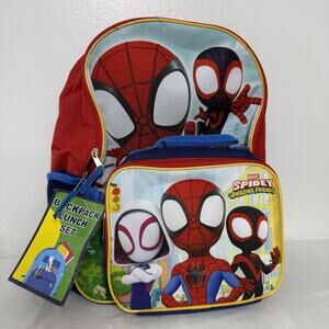 Marvel Spidey and His Amazing Friends Spiderman Backpack Lunch Bag Set Kids NEW
